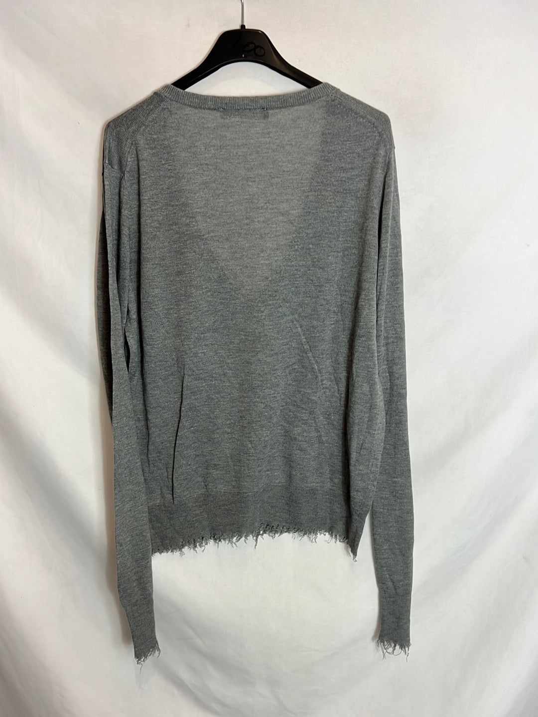 ZARA. Jersey gris fino detalle  bajos. T M
