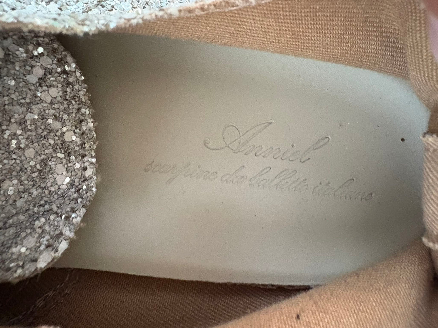 ANNIEL. Zapatos cordones purpurina. T 41
