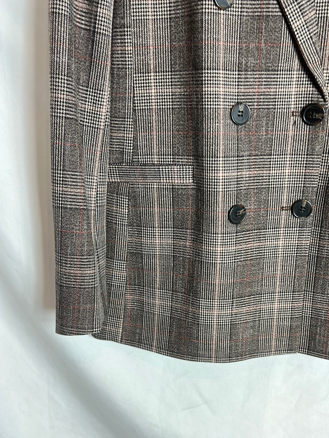 H&M. Blazer cuadros doble botonadura. T 36
