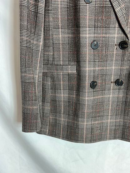 H&M. Blazer cuadros doble botonadura. T 36
