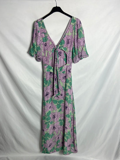 FÓRMULA JOVEN. Vestido largo estampado apertura espalda. T S