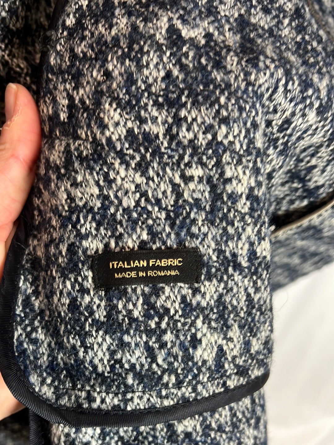 MASSIMO DUTTI. Abrigo jaspeado azules T.s