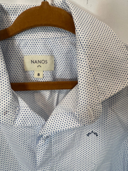 NANOS. Blue print shirt. Age 8