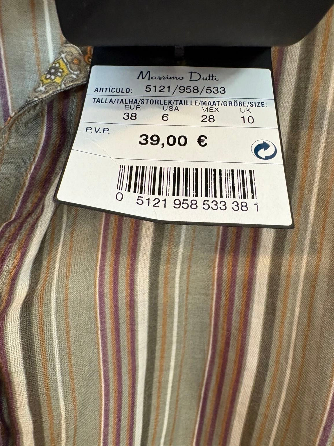 MASSIMO DUTTI. Blusa rayas con seda