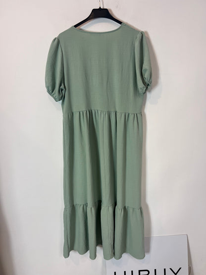 VALENTINA. Long water green textured Tu(l) dress