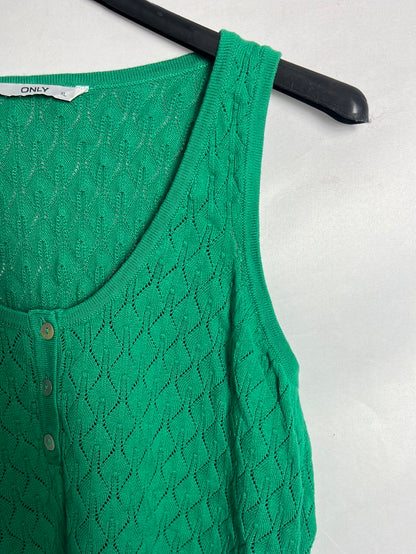 ONLY. Top hilo calado verde. T XL (M)