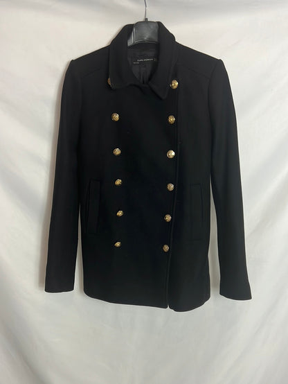 ZARA. Chaqueta negra paño estilo militar. T S