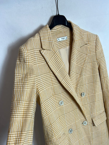 MANGO. Blazer cuadros amarilla. T S