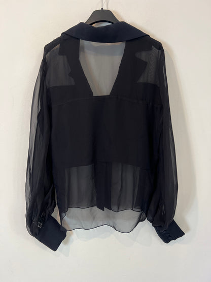 MARIA VITTORIA PAOLILLO. Blusa negra doble textura T.s/m
