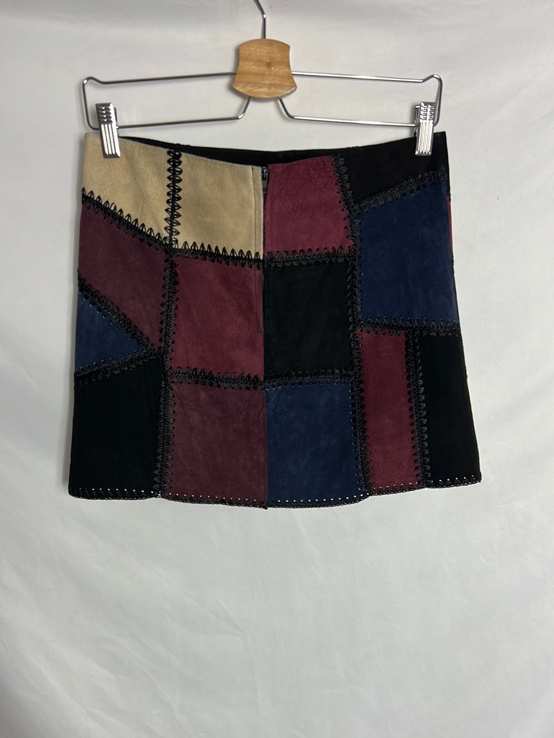 ZARA. Short leather patchwork skirt. TS