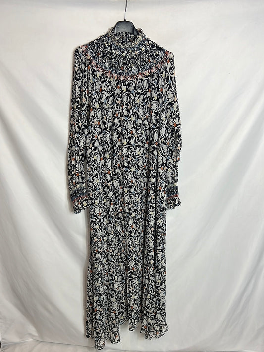 SFERA. Vestido midi plisado detalle nido de abeja. T L