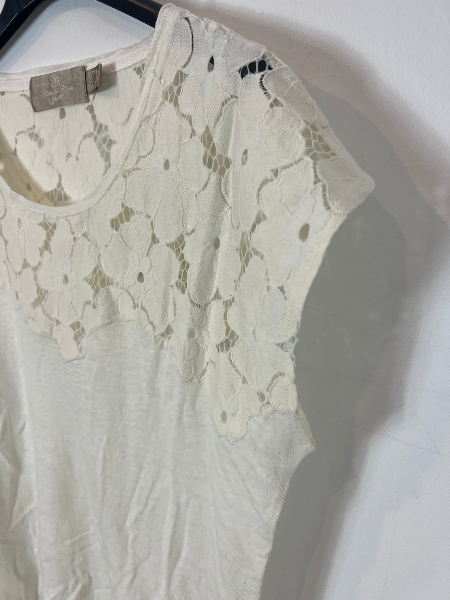 PEDRO DEL HIERRO. Top lino detalles. T L