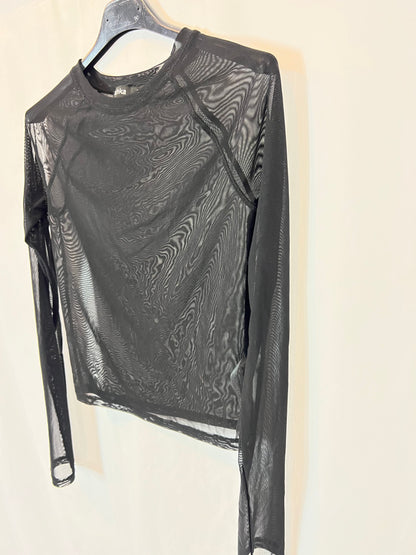 BERSHKA. Black mesh Ts top