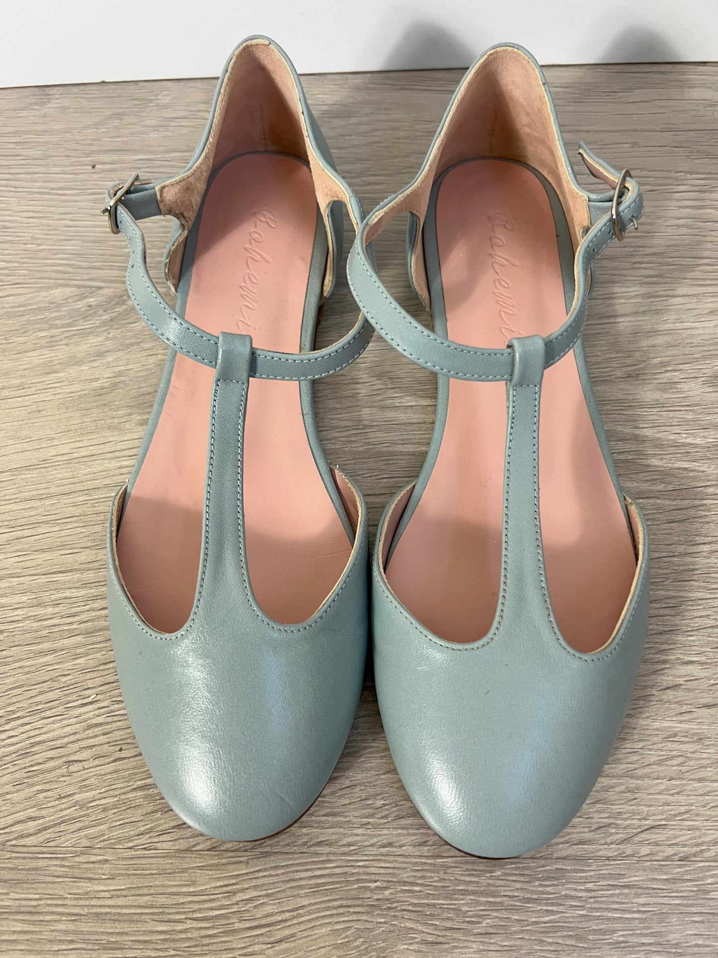 BOHEMIAN. Light blue leather Mary Jane. Size 36
