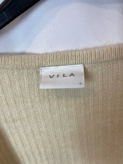 VILA. Beige ribbed Ts sweater
