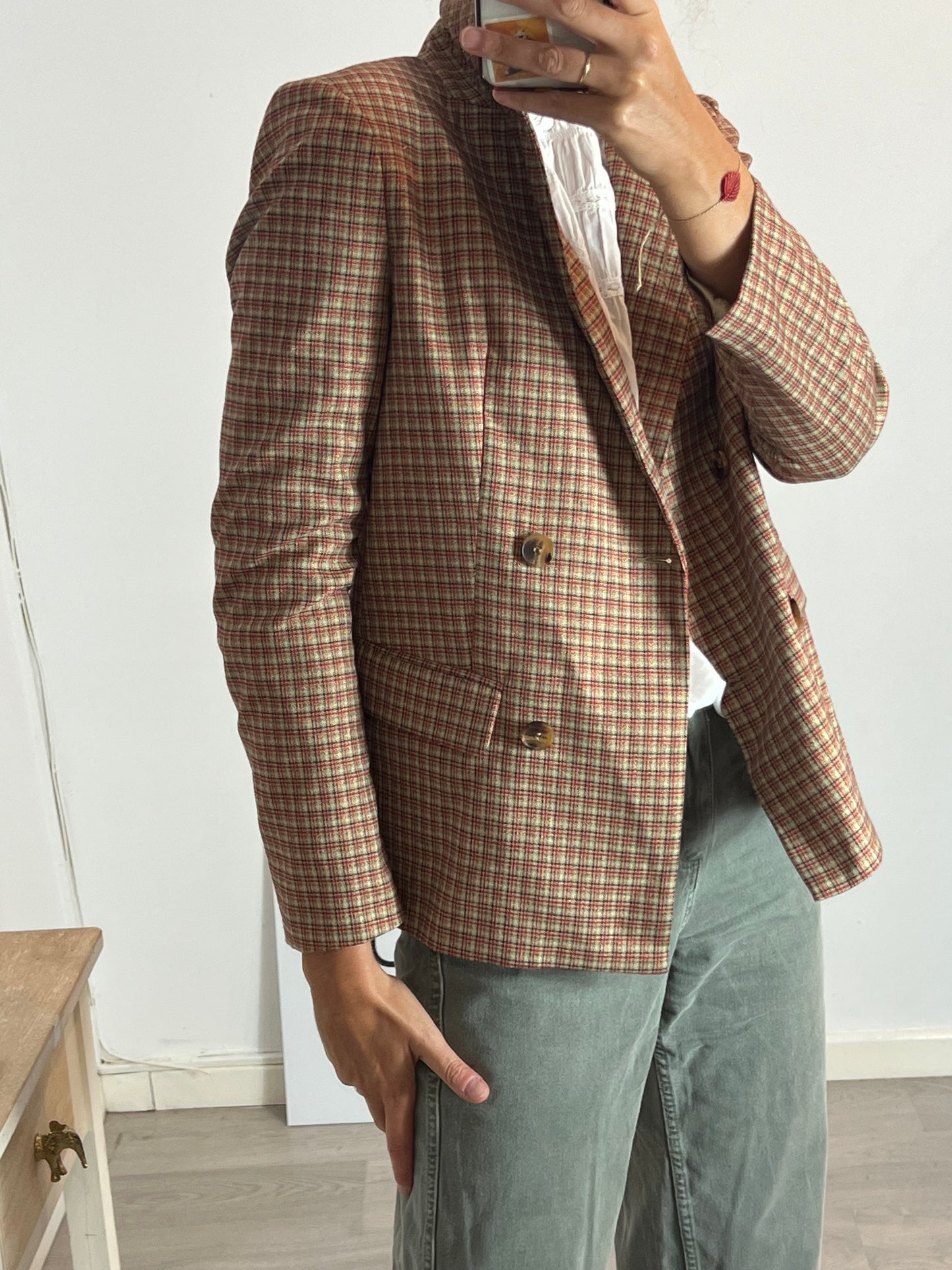 SEE U SOON. Checkered blazer with shiny threads. Size 2 (M)