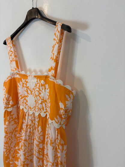 JULIET DUNN. Printed mandarin orange maxi dress. Size 1 (S/M)
