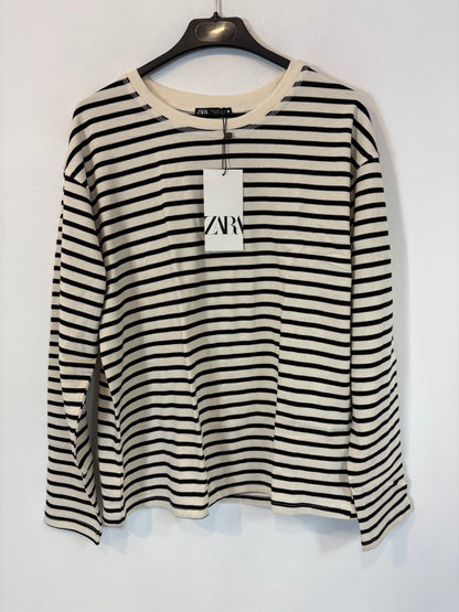 ZARA. Sudadera beige fina rayas . T S