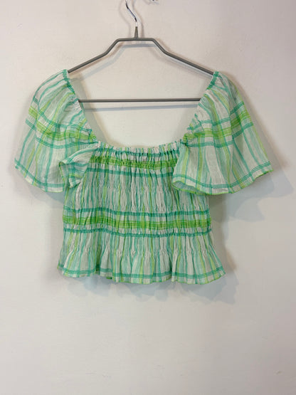 ZARA. Top verde fruncidos