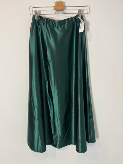 OTHERS. Green satin midi skirt. TS/ M