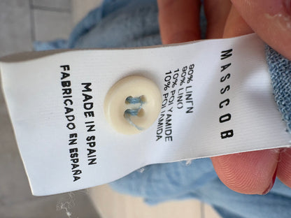 MASSCOB. Vestido azul claro lino asimétrico
