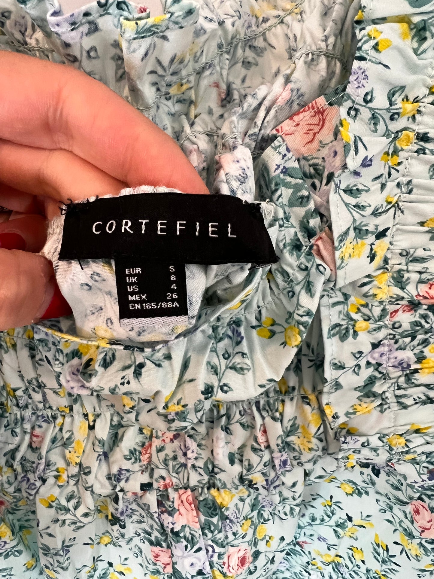 CORTEFIEL. Top azul flores. T s