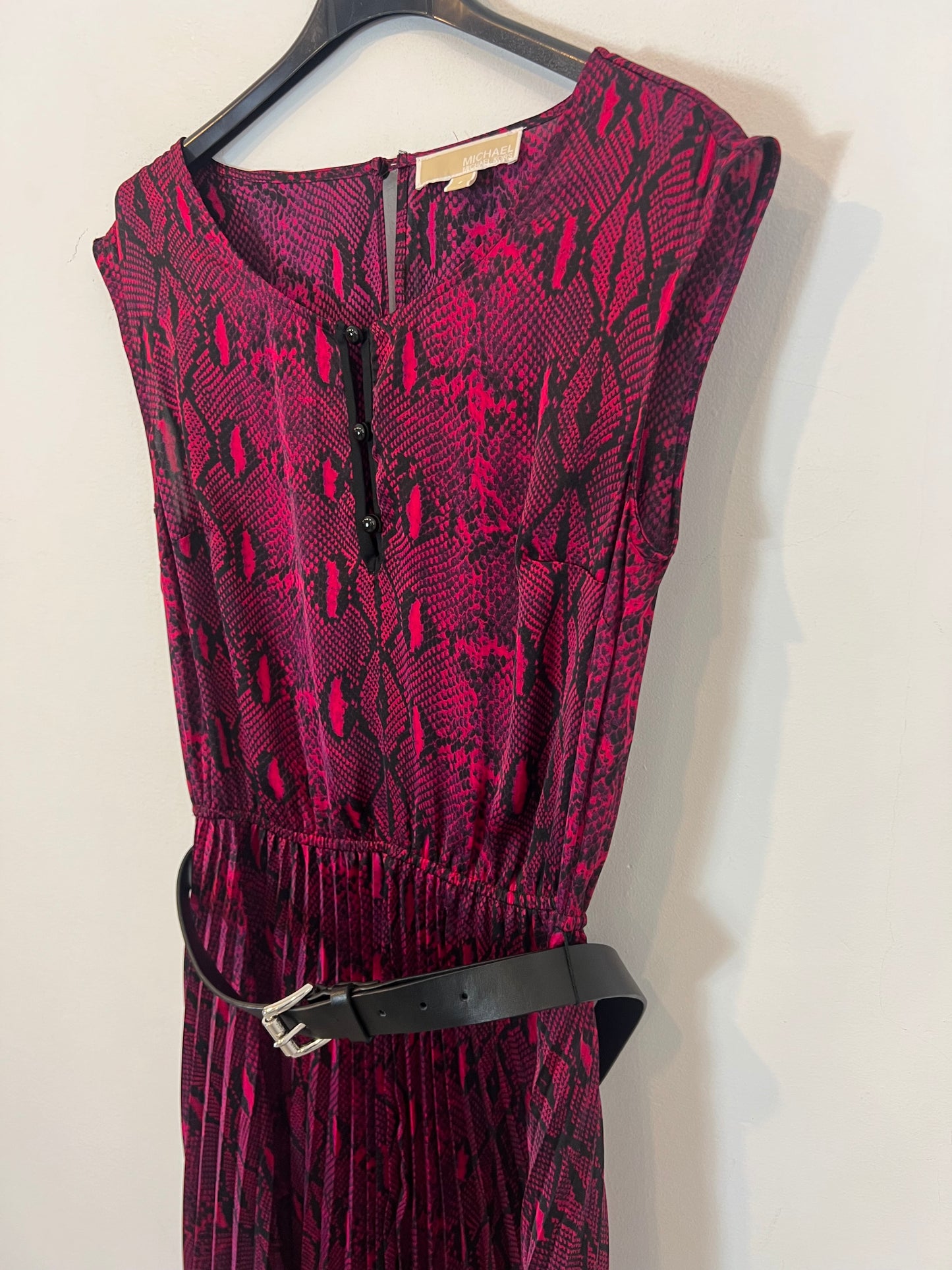 MICHAEL KORS. Vestido largo  plisado animal print. T S