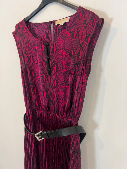 MICHAEL KORS. Vestido largo  plisado animal print. T S