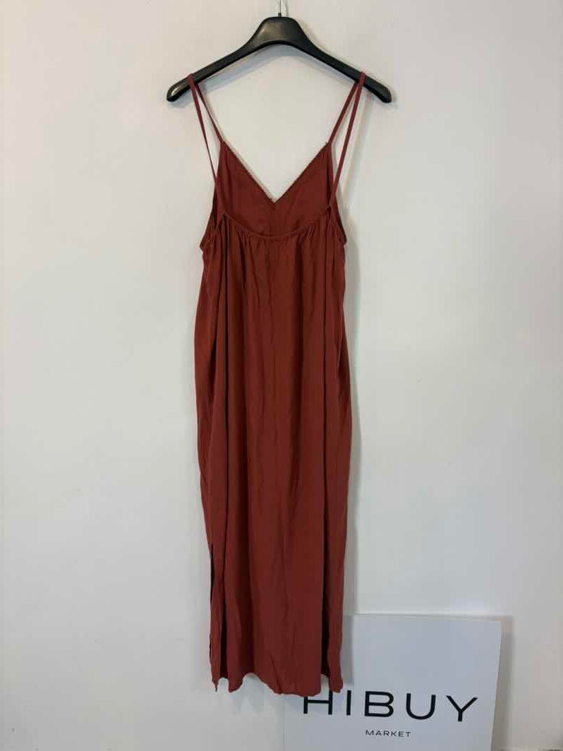 Vestido largo teja con lino