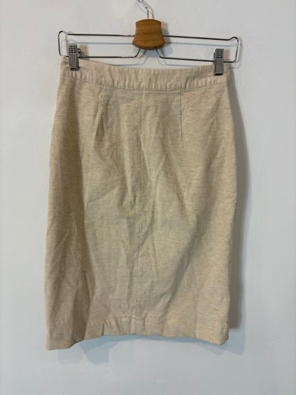 MASSCOB. Falda midi beige jaspeada