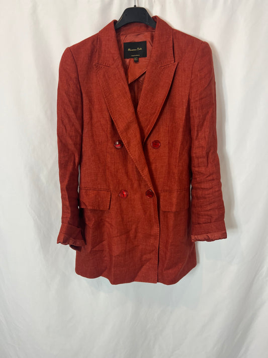 MASSIMO DUTTI. Blazer lino rojiza. T 36