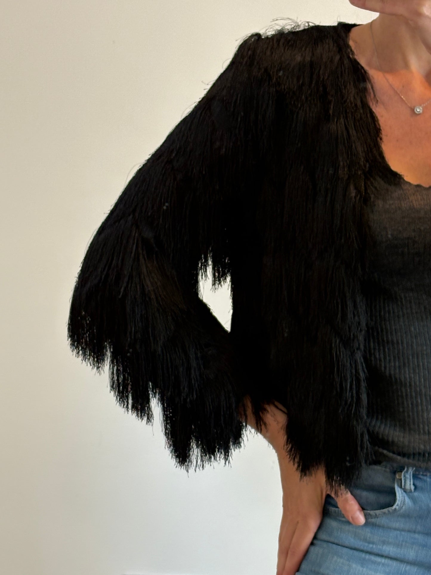 ZARA. Black fringed jacket. TM