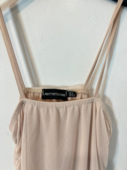 PRETTYLITTLETHING.vestido rosa fruncido T.36