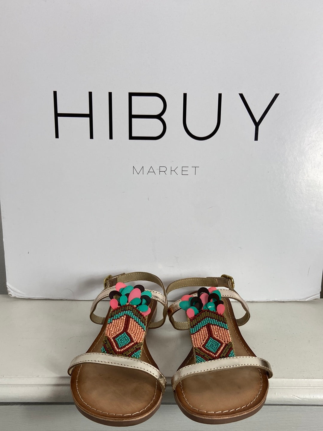 GIOSEPPO. Rhinestone leather sandals, size 37