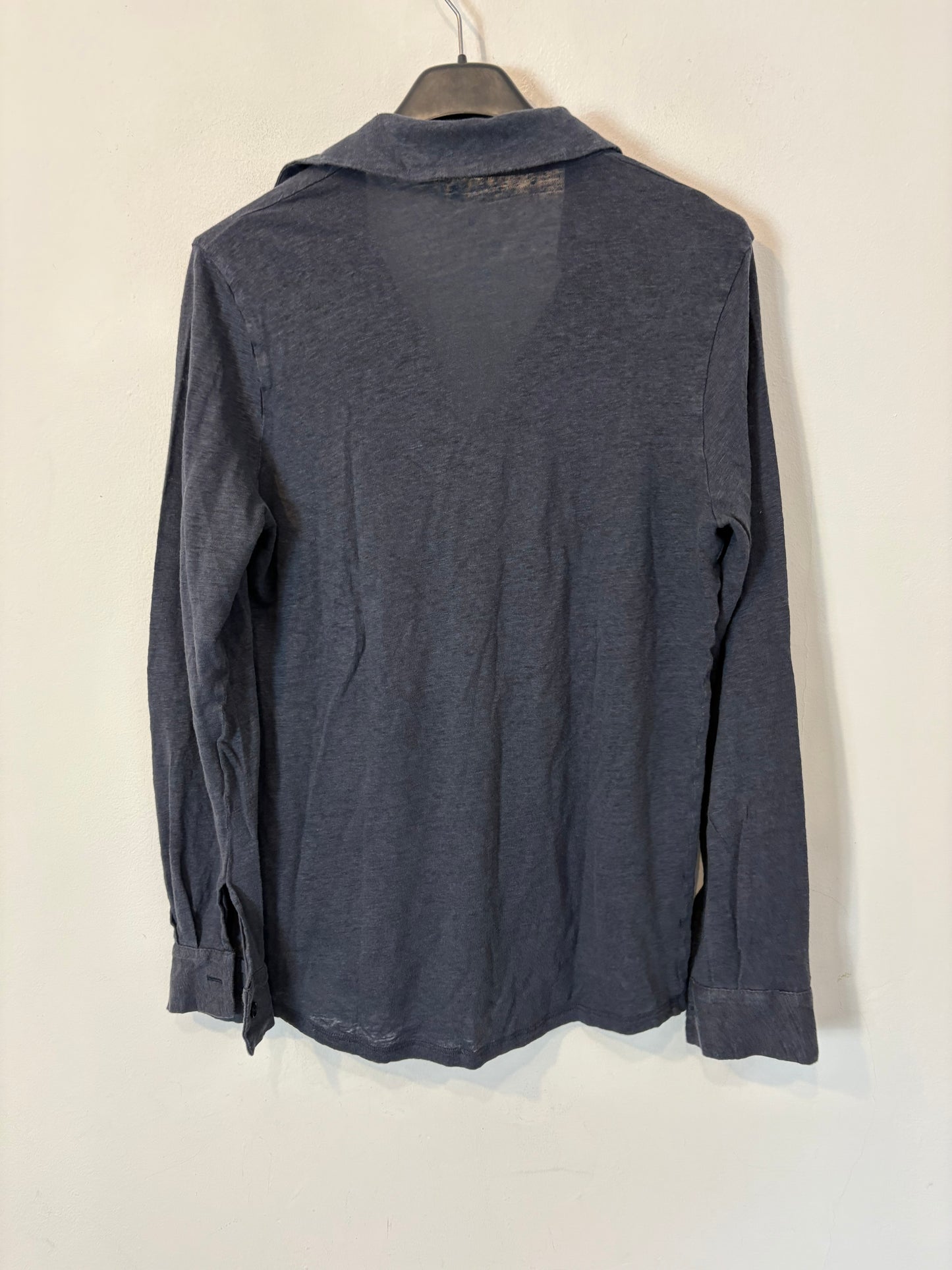 FALCONERI. Top lino azul abotonado