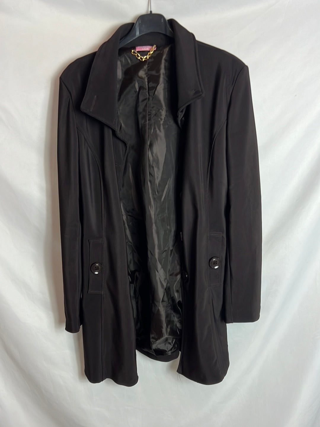 RIMINI. Total look: stretchy brown dress and jacket. Medium/Large