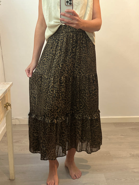 MANGO. Falda midi animal print T.m