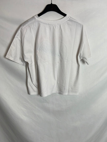 MANGO. Camiseta corta blanca letras. T M