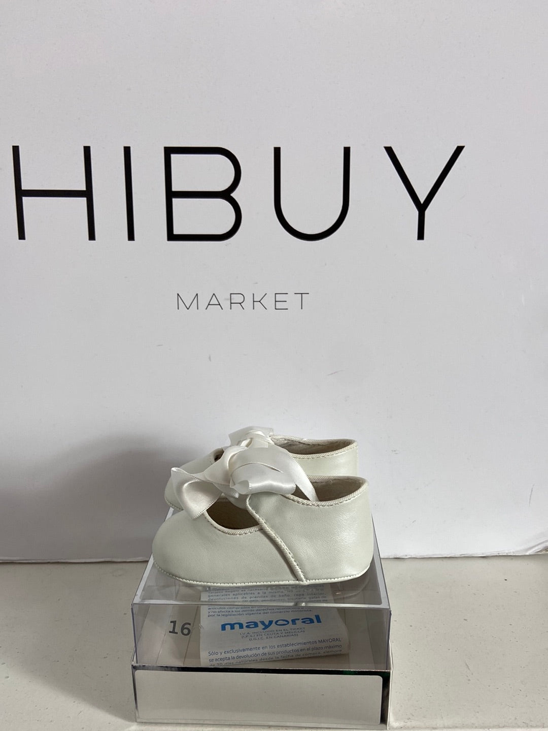 MAYORAL. White bow shoes, 0-2 months