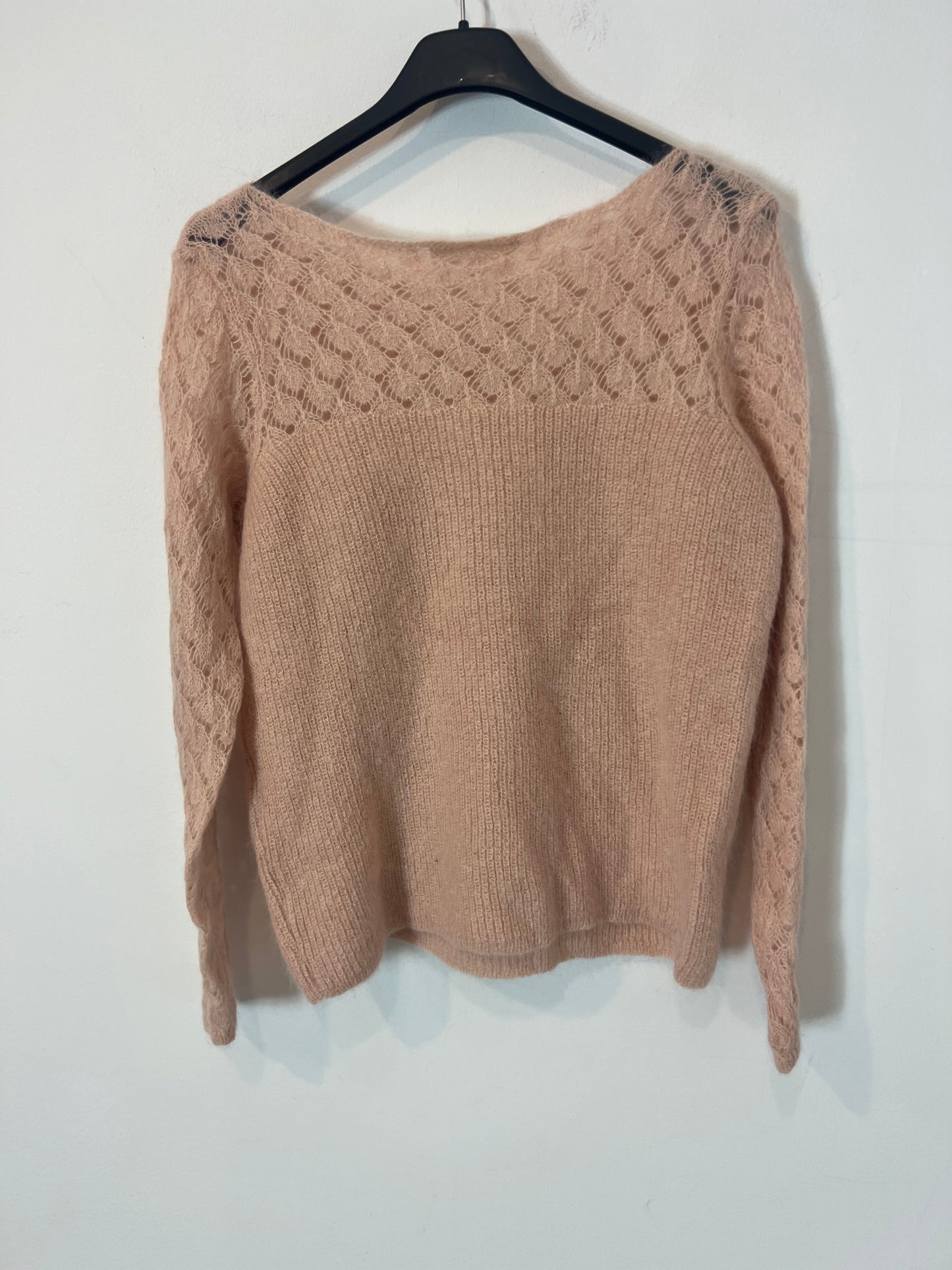 SEZANE. Jersey rosa detalles troquelados T.s