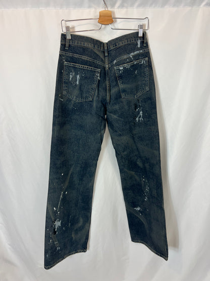 ZARA. Denim pata ancha detalle pintura. T 36