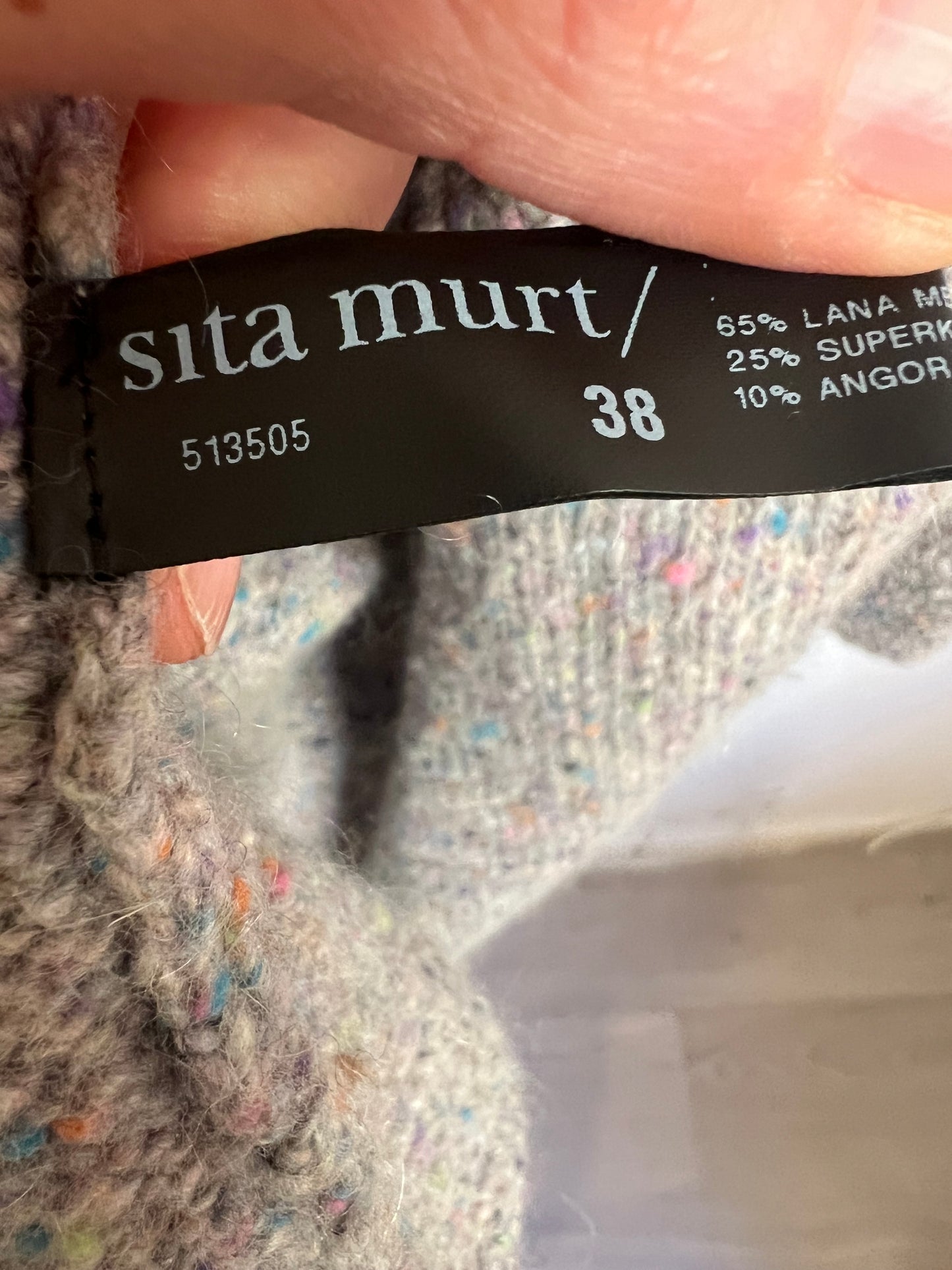SITA MURT. Cárdigan gris jaspeado colores. T M