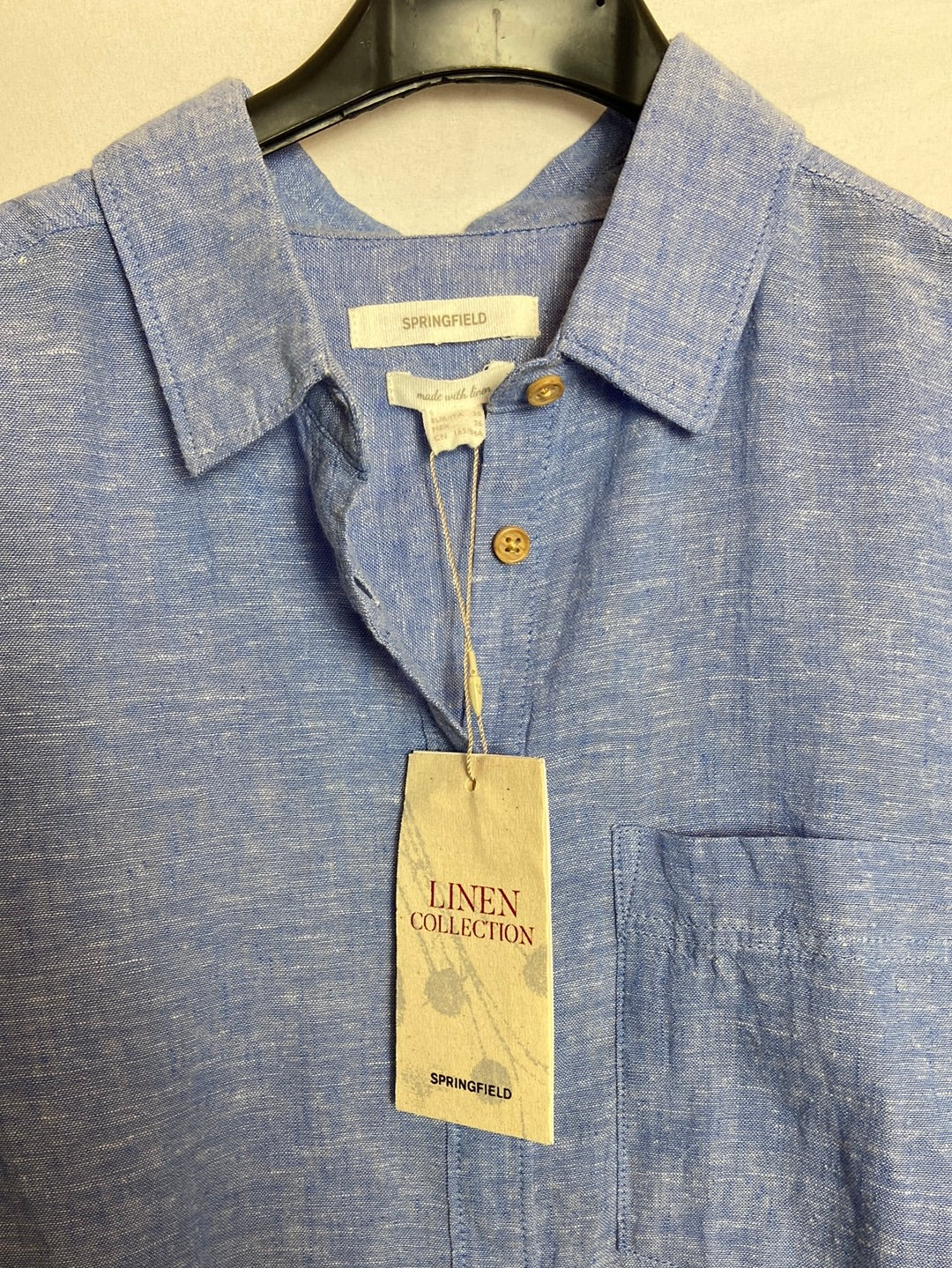 SPRINGFIELD. Camisa azul lino T.36