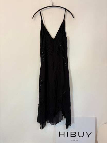 Vestido midi negro lentejuelas