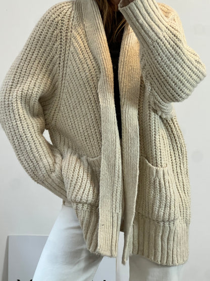 ZARA. Cárdigan beige punto T.m