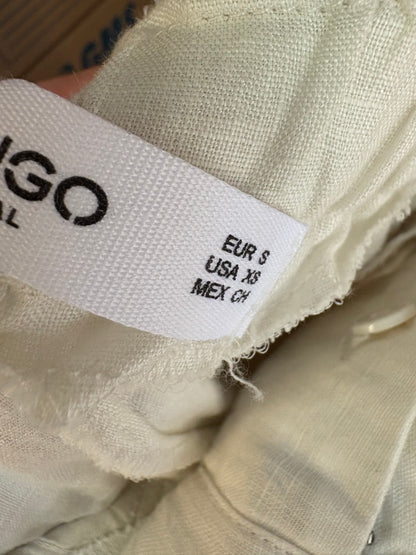 MANGO. Pantalón blanco lino. T S