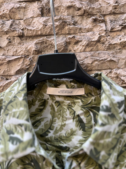 UTERQÜE. Blusa verde hojas seda T.m