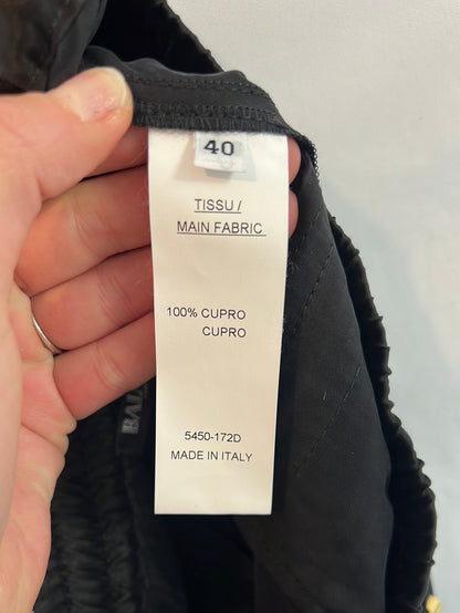 BALMAIN. Black satin trousers with pockets. Size 36