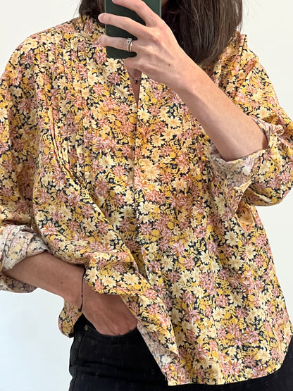 MANGO. Blusa mostaza flores T.s