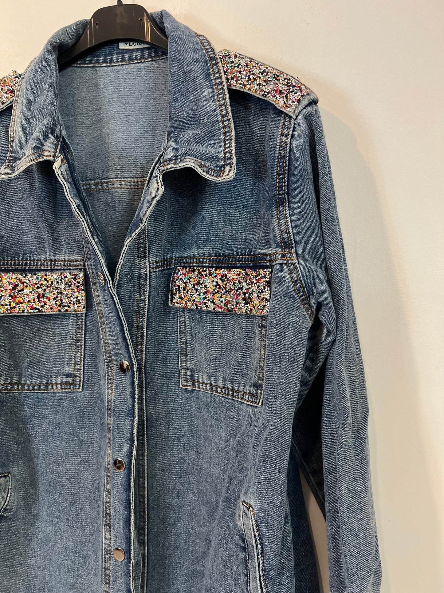 DORADO. Chaqueta denim abalorios TU(S/M)